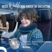 Cestovný vankúš BCOZZY s opierkou hlavy pre deti od 8 do 12 rokov, veľkosť Medium, modrý – mäkký nákrčník, ktorý zabraňuje kývaniu hlavy a dá sa prať 8