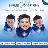 Cestovný vankúš BCOZZY s opierkou hlavy pre deti od 8 do 12 rokov, veľkosť Medium, modrý – mäkký nákrčník, ktorý zabraňuje kývaniu hlavy a dá sa prať 6