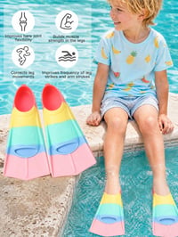 Labuțe de înot din silicon Bcuuozeeing pentru copii și adulți, labuțe scurte pentru snorkeling, pentru începători, apă deschisă, scufundări, mărimea M (36-38) 5