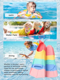 Labuțe de înot din silicon Bcuuozeeing pentru copii și adulți, labuțe scurte pentru snorkeling, pentru începători, apă deschisă, scufundări, mărimea M (36-38) 4