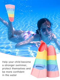 Labuțe de înot din silicon Bcuuozeeing pentru copii și adulți, labuțe scurte pentru snorkeling, pentru începători, apă deschisă, scufundări, mărimea M (36-38) 6