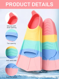 Labuțe de înot din silicon Bcuuozeeing pentru copii și adulți, labuțe scurte pentru snorkeling, pentru începători, apă deschisă, scufundări, mărimea M (36-38) 3