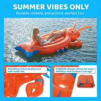 Saltea Gonflabilă de Piscină în Formă de Homar BCWATERFUNPD – 160x80 cm, Hamac Plutitor de Apă cu Clești Mari, Saltea de Plajă pentru Adulți 3