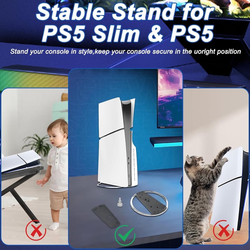 BD-Herego PS5 Slim függőleges állvány, ABS rozsdamentes acél, hűtéssel