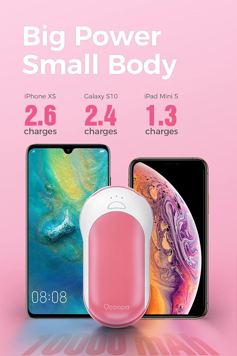 OCOOPA 10000 mAh-s gyorstöltős kézimelegítő powerbank, 15 órás üzemidő, 3 fokozat