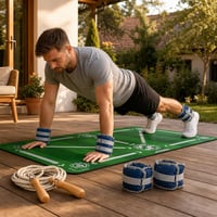 Set za kućni trening: 2x utezi za zglobove + podloga 90×60 cm + uže za preskakanje 7 m 1