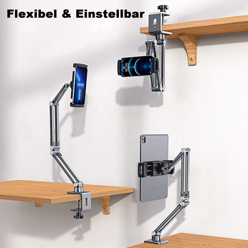 nediea Univerzális Tablet Tartó Ágyhoz és Asztalhoz - 360° Forgatható, Összecsukható Állvány iPad/Kindle/Switch Készülékekhez, 4-12,9" Méret