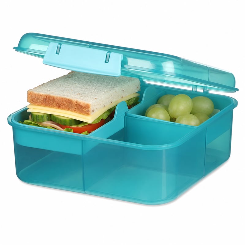 Sistema Bento Box Ocean Bound kutija za ručak od reciklirane plastike s pretincima, 1,25 L — nedostaje posuda za voće (stanje: vidi 2. sliku)
