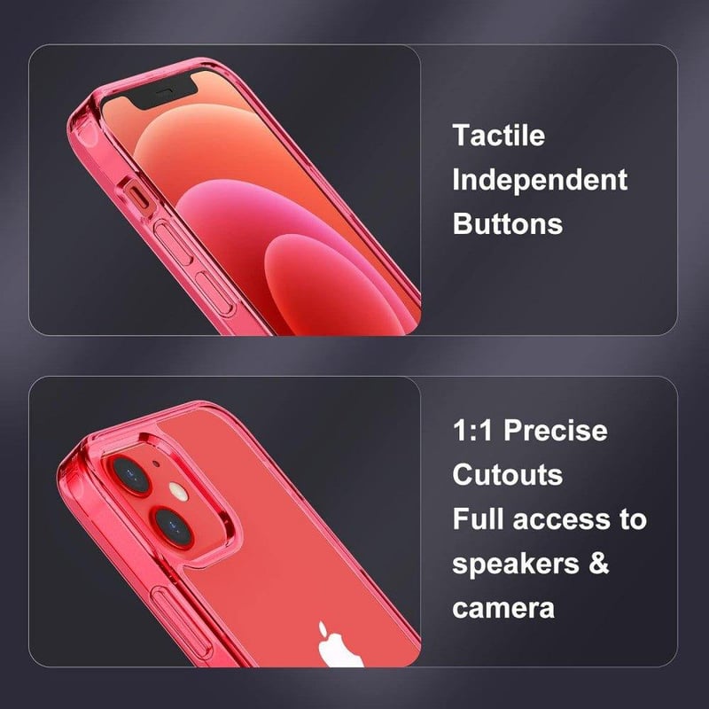 Apple iPhone 12 Mini Piros Áttetsző Szilikon Tok Beépített Állvánnyal