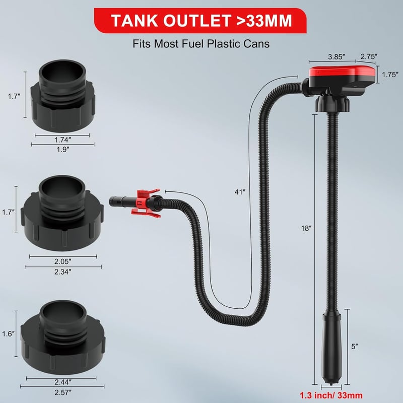 Elektromos Üzemanyag Szivattyú Automatikus Leállítással - Olaj és Dízel Folyadék Átemelő Pumpa 3 Adapterrel, 9 L/perc