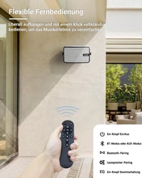 Inwa Bluetooth Kültéri Hangszóró Szett, 400W, IPX5 Vízálló, Vezeték Nélküli Hangrendszer Kertbe és Teraszra, 2 db, Sync Speaker Funkcióval,  5