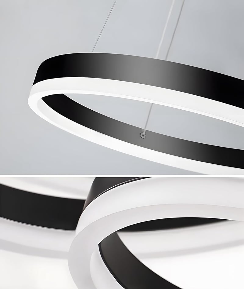 YYUTLUO Modern LED Csillár - 3 Fekete-Arany Gyűrű (40+60+80cm), 90W, Távirányítható, Fényerőszabályozható Mennyezeti Függőlámpa Nappaliba