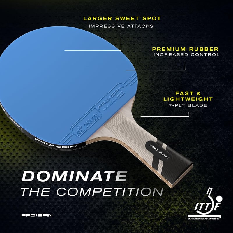 PRO SPIN Szénszálas Pingpong Ütő Szett, 2.0mm Szivacs, Kiváló Pörgetés és Pontosság, Védőtokkal, Kék-Lila, 2db-os Csomag, Haladó Játékosokna