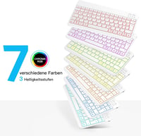 Emetok Bluetooth Billentyűzet iPad/iPhone/Android Készülékekhez - 7 Színű Háttérvilágítás, Újratölthető, Ultravékony, Vezeték Nélküli, Fehér 2