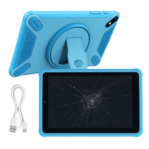 7-palcový detský tablet PIXPEAK, 36 GB RAM, 256 GB ROM — chybný, čiastočne funkčný: prasknutý displej nereaguje na dotyk (stav: pozri 2. obrázok)