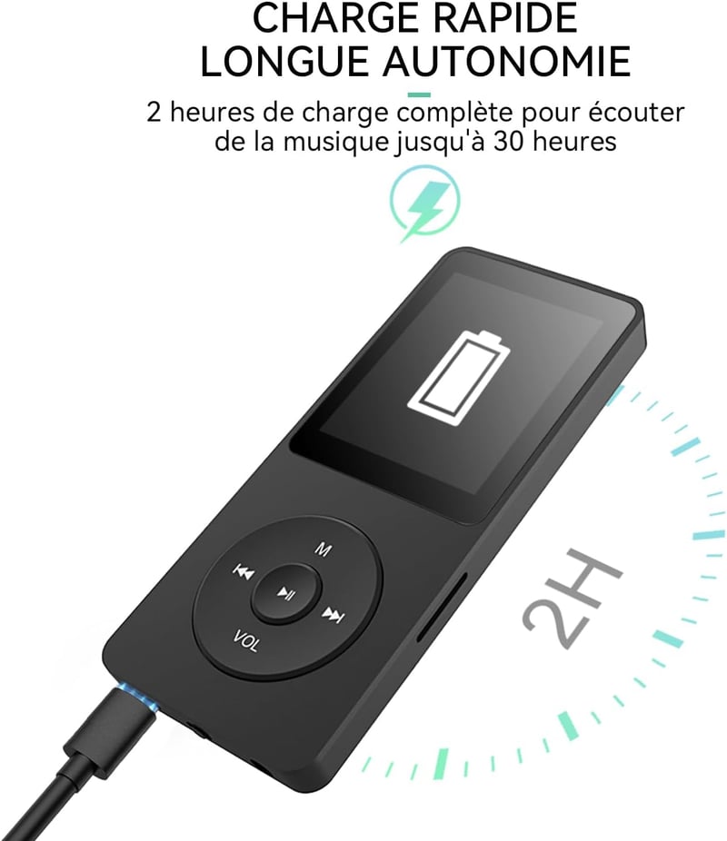 AGPTEK MP3 Lejátszó 32GB Bluetooth 5.3 Veszteségmentes HiFi Hangzással, 70 Órás Akkumulátor, Beépített Hangszóró, FM Rádió és Hangrögzítés