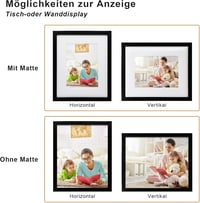 Egofine 4 db-os fekete képkeret szett, 20x25 cm, üvegezett, 13x18 cm-es képekhez 3