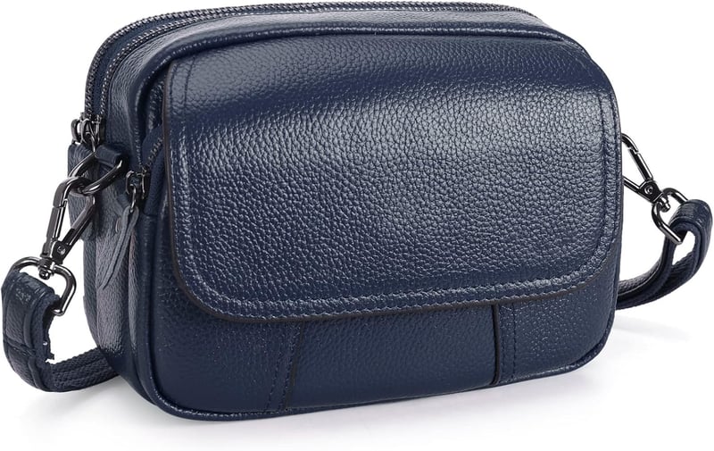 HAWEE Női Valódi Bőr Telefontartó Táska - Kék Elegáns Válltáska 3 Cipzárral, Állítható Pánttal, Mobiltartó Kis Méretű Crossbody

AI: I've cr