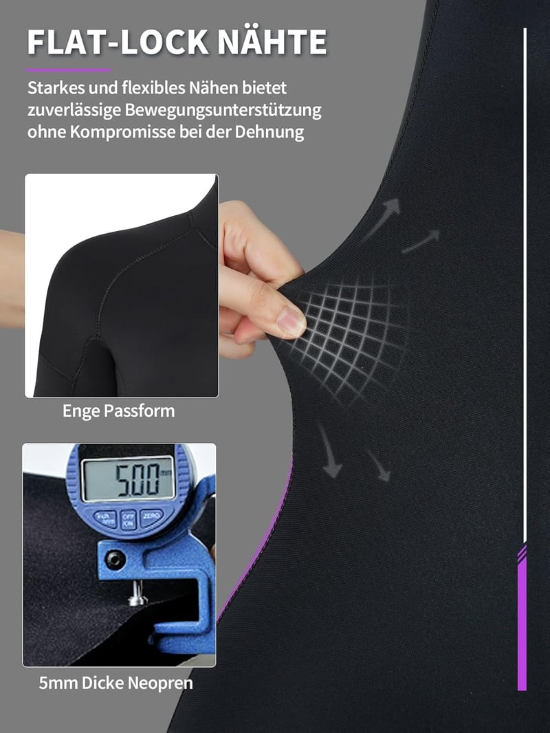Owntop 5mm-es női neoprén búvárruha - Lila, S méret, téli hidegvizes merüléshez