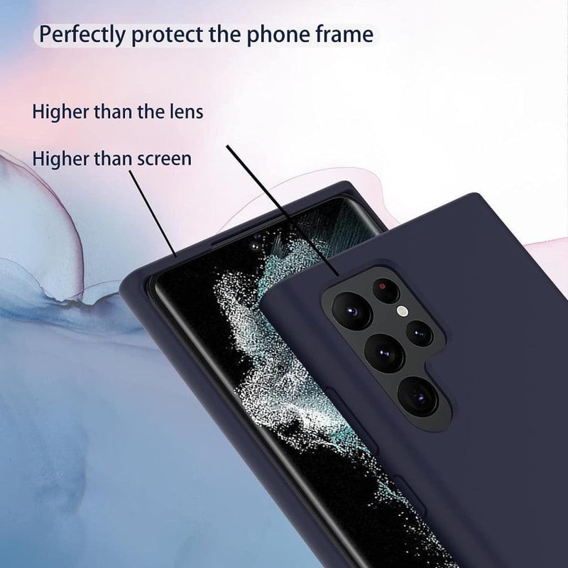 Samsung Galaxy S22 Ultra szilikon tok - Sötétkék, ütésálló, puha tapintású védőtok