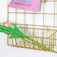 GBYAN Arany Fali Rácspanel Szett - 2db 65x45cm Fém Fotófal Dekoráció Világítással, Csipeszekkel és Akasztókkal - DIY Képtartó, Üzenőfal 4