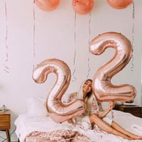 80-as Rózsaszín Arany Mylar Lufi - Születésnapi Dekoráció, Újracsomagolt 2