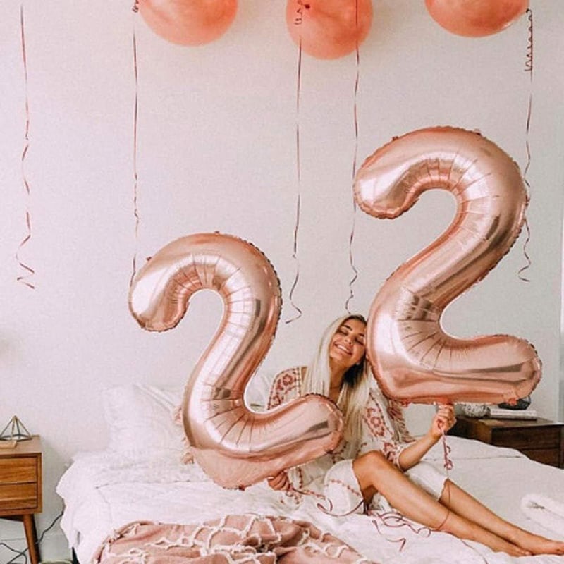80-as Rózsaszín Arany Mylar Lufi - Születésnapi Dekoráció, Újracsomagolt