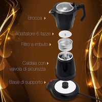 BuyWeek elektromos eszpresszó főző, 300ml, 6 csészés, fekete 3