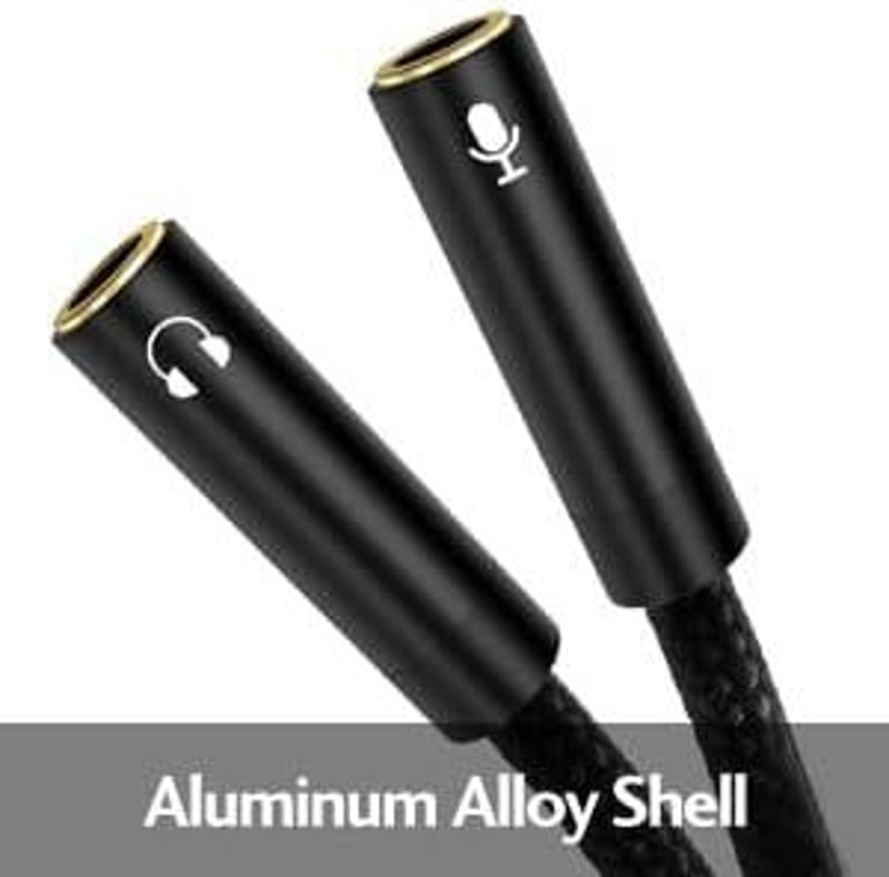 Fekete Y-Adapter: 3,5mm-es Jack Fejhallgató és Mikrofon Elosztó