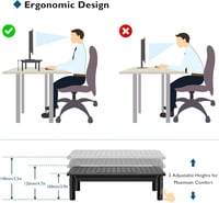 BONTEC Monitor Állvány - Ergonomikus Képernyőemelő, 36,8 x 23,1 cm, 1,18 kg, Stabil Asztali Tartó Számítógép Monitorhoz, Fekete 3