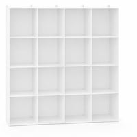 Raft de depozitare cubic C&AHOME, dulap modular DIY cu 16 compartimente, plastic alb lăptos, 122x31x122 cm — elemente de fixare lipsă (stare: vezi a 2-a fotografie) 1