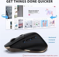 iClever Bluetooth egér, ergonomikus vezeték nélküli egér, újratölthető, 2400 DPI, 7 gomb, fekete 5