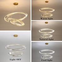 minifair Modern LED Csillár K9 Kristállyal, Kör Alakú Dimmelhető Függőlámpa 40+60 cm, Arany Fém, 7000 Lumen, Nappali, Étkező, Konyha, Hálósz 6