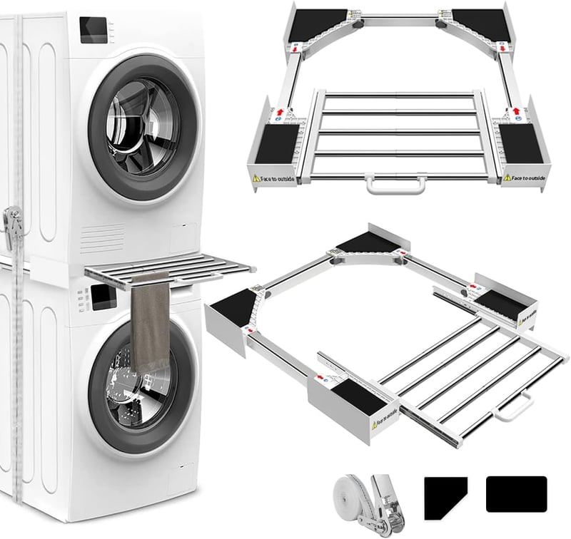 NIUXX Mosógép Szárítógép Köztes Keret Állvány Állítható 53-68cm Törölközőtartóval - Plastic connecting frame - the drawer