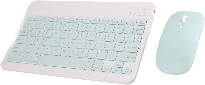 Yunseity 10"-es ultravékony Bluetooth billentyűzet és egér szett tabletekhez - Zöld
