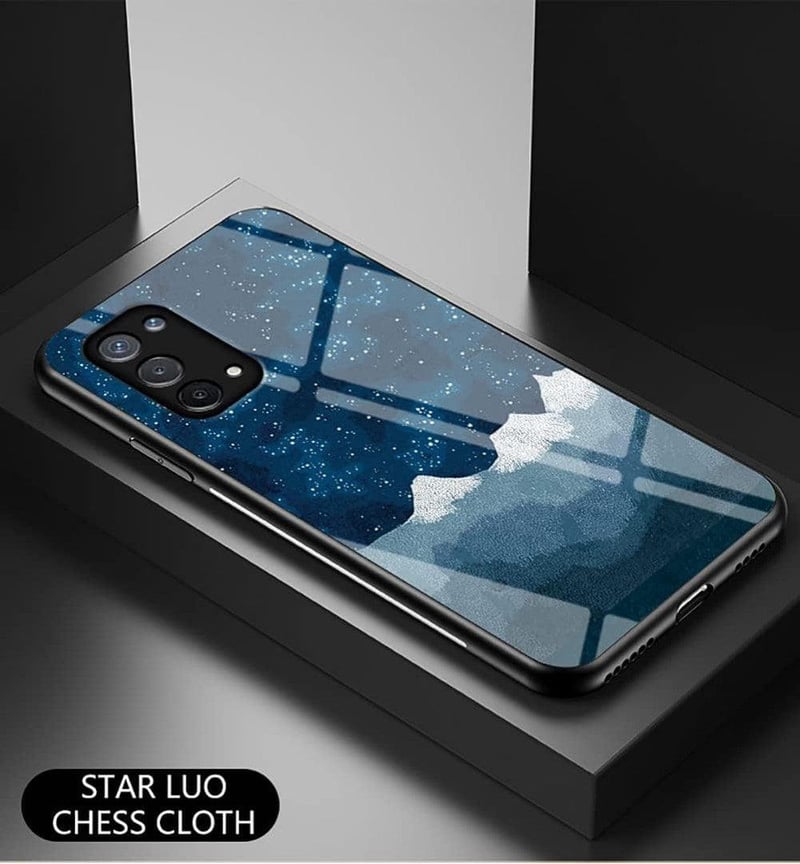 Oppo A74 5G Kék Csillagos Védőtok - Színátmenetes Üveg és TPU