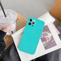 iPhone 12 Pro Max Kékeszöld Lányos Tok - Arany Szívecskés, Ütésálló Szilikon 7