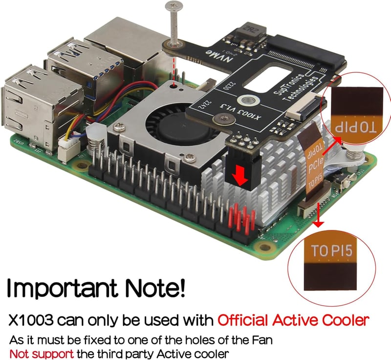 Raspberry Pi 5 NVMe SSD bővítőkártya aktív hűtéssel - Geekworm X1003