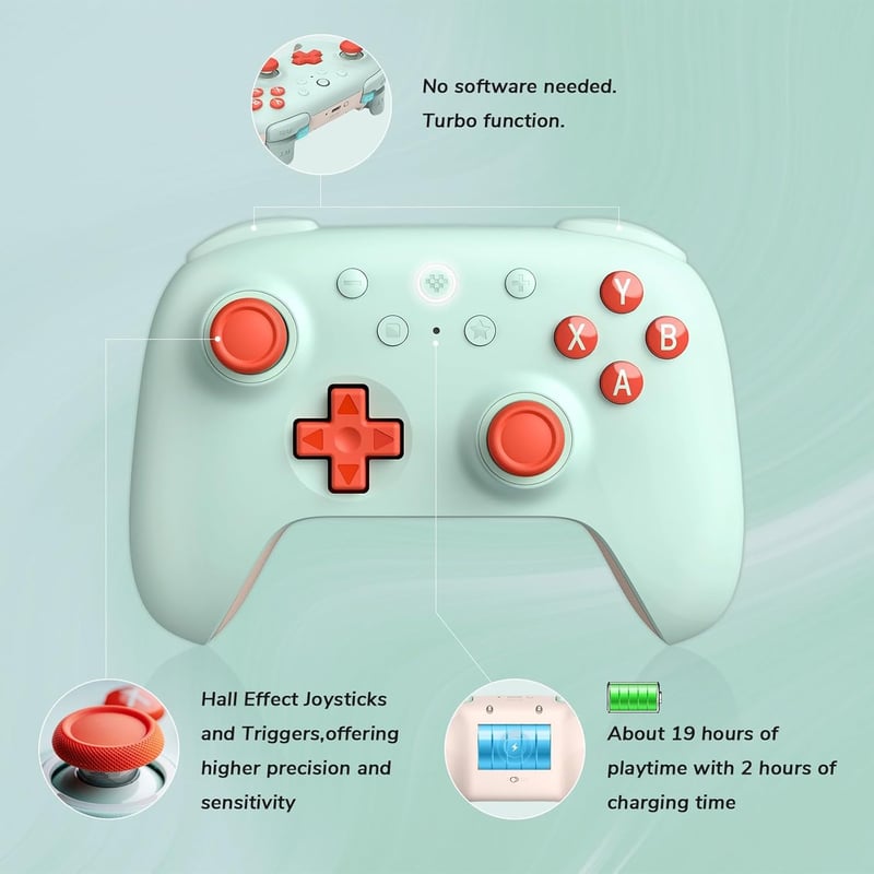 8bitdo Ultimate 2C Vezeték Nélküli Kontroller PC és Android Eszközökhöz, Hall-Effekt Joystickkel, 1000 Hz Válaszidővel, Programozható Gombok