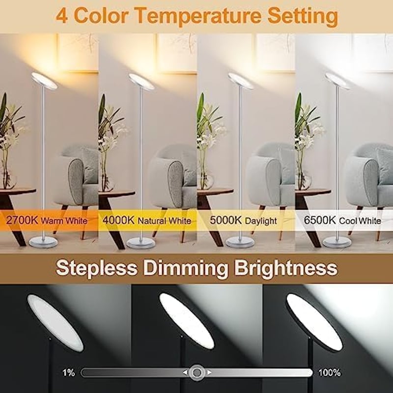 OUTON Okos LED Állólámpa 30W 3000lm - WiFi Szabályozható, Alexa és Google Asszisztens Kompatibilis, Távirányítós, Applikációval Vezérelhető 
