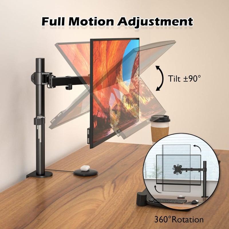 BONTEC Monitorkar Asztali Tartó 13-32" LCD/LED Képernyőkhöz, Ergonomikus Állítható Magasságú, Dönthető, Forgatható, 10kg Teherbírású, VESA 7