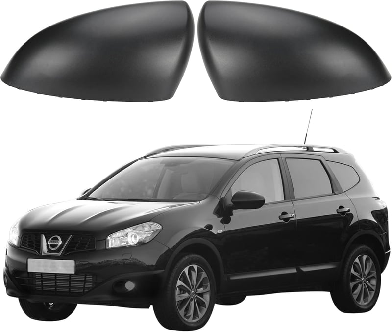 ConBlom Nissan Qashqai Visszapillantó Tükör Borítás 2007-2014 Modellekhez - Texturált Fekete ABS Műanyag Tükörkupak Szett Bal és Jobb Oldalr