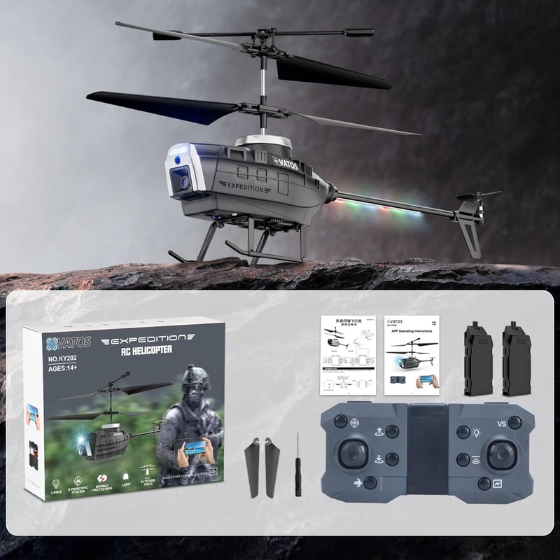 VATOS RC helikopter kamerával, akadályérzékelővel és LED-fényekkel - WiFi FPV élő videó
