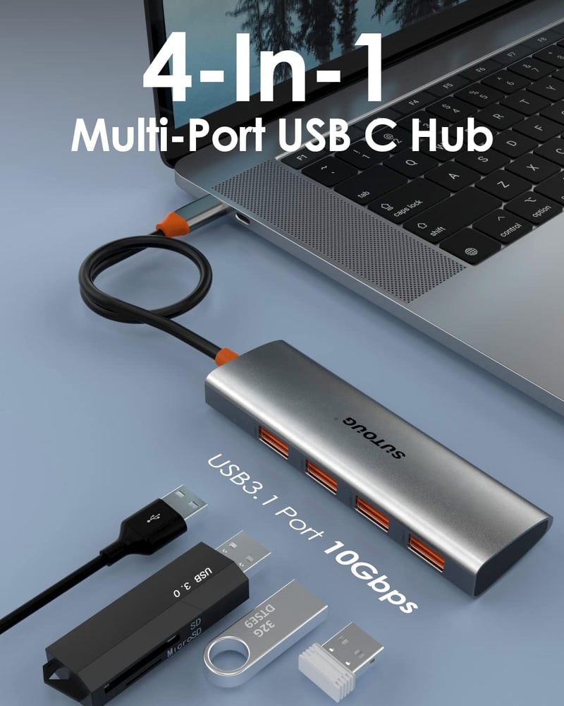 SUTOUG 4 az 1-ben USB-C Hub: Szuper gyors 10 Gbit/s adapter MacBook, iMac és más Type-C eszközökhöz
