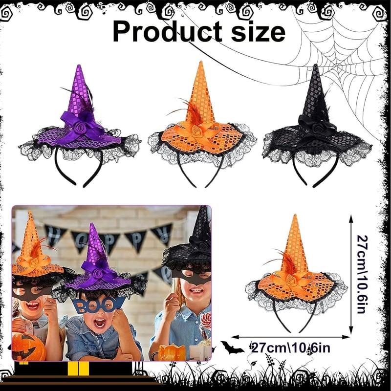 10 db Fekete Varázsló Kalap Gyerekeknek és Felnőtteknek - Halloween Boszorkány Jelmez Kiegészítő