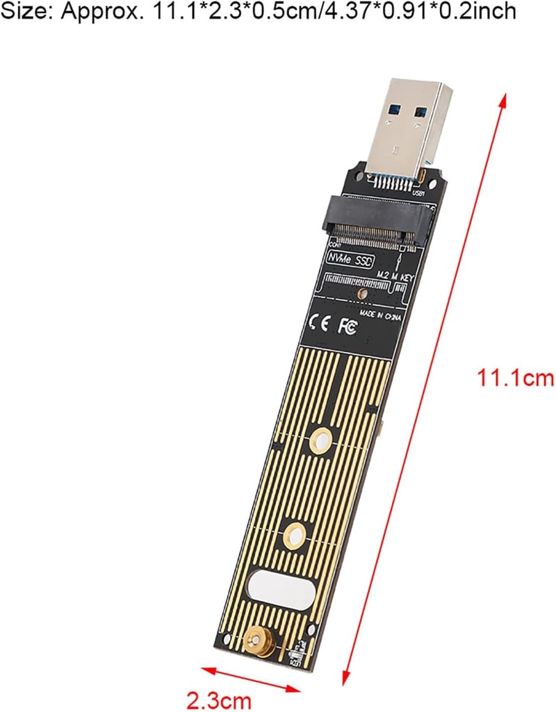 M.2 NVME SSD USB 3.1 Adapter - Gyors SSD Átalakító Kártya PCIe Kompatibilis