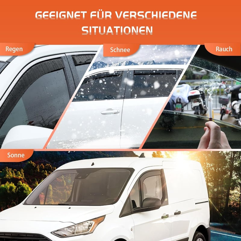 Ford Transit szélterelő, 2 db-os fekete ablakszegély készlet 2014-2023 modellekhez