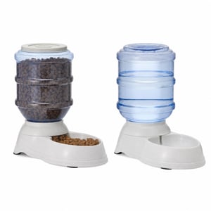 Amazon Basics Kisállat Étel- és Vízadagoló Szett L-es méret, 5,44 kg ételadagoló és 9,46 L — koszos belső (állapot: lásd a 2. képet)