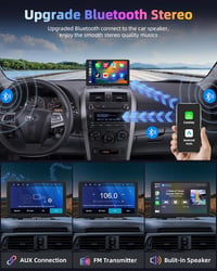 Jansite 4K Apple CarPlay Android Autós Kijelző 9" Vezeték Nélküli, Menetrögzítővel, Tolatókamerával, Bluetooth, Siri, 64GB TF Kártya Támogat 4