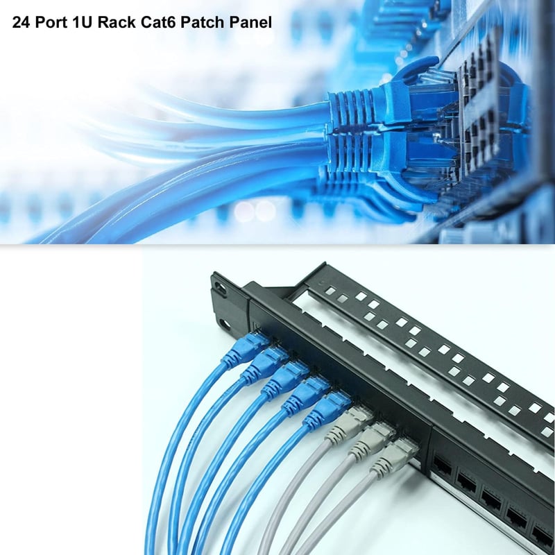 CMYKZONE Cat6 Patch Panel 24 Port 1U Rack - RJ45 Hálózati Kábel Rendező Keret, Kábelvezető Konzollal, Gyors és Stabil Adatátvitel Otthoni és - 24 Port 1U Rack Snap-in